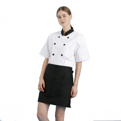 Short Sleeve Double breasted Autumn and Spring white chef coat uniform kitchen chef wear jacket