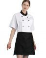 Short Sleeve Double breasted Autumn and Spring white chef coat uniform kitchen chef wear jacket